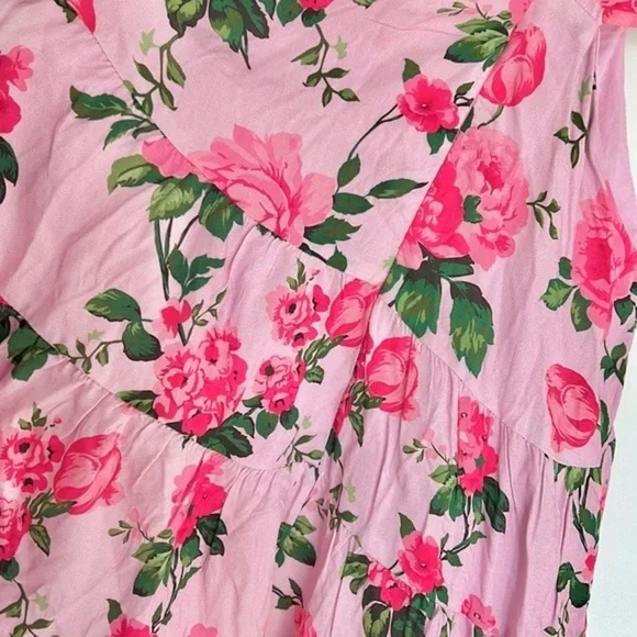 Barbie Pink Rose Floral LoveShackFancy style Mini Cut Out Flowy Summer Dress XS - Picture 6 of 13